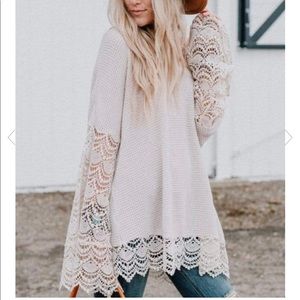 Three Bird Nest Liv Lace tunic, size small, mauve, NWT